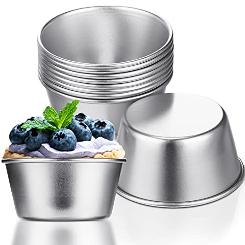 10 Pieces Individual Molds Egg Tart Molds Pudding Molds Cups Mini Chocolate Molten Pans Carbon Steel Cupcake Cake Cookie Pudding Mold Round Nonstick Popover Bakeware Tumblers (26 x 2 x 13 Inch)
