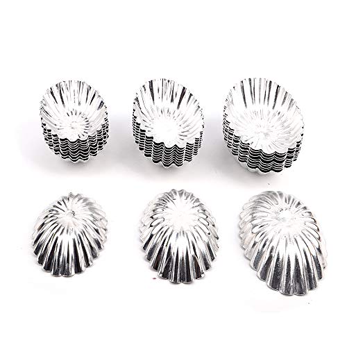 30pcs 3 sizes fluted oval boat shape anodic aluminium cake tart molds cupcake jelly mould cheese moulds DIY bakery tools
