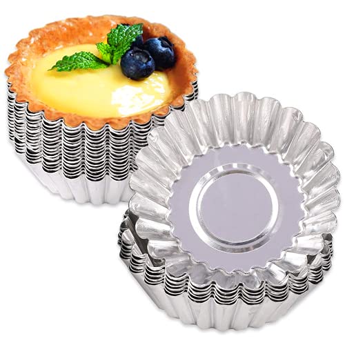 CiYouc 24 Pcs Egg Tart Molds Mini Tart Pan for Baking Aluminum Tins Mould for Tart Shells Pie Cupcakes Mini Cake Pudding Jello Muffin and Chocolate