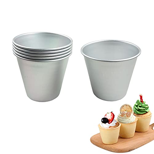 Proshopping 6 Packs Popover Pan， Large Individual Muffin Mold Aluminium Pudding Cup Chocolate Molten Mould Raspberry Souffle Baking Maker Brownie Tumbler for Pie Egg Tart Cake (Size 34x 32)