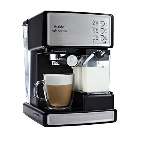 Mr Coffee Espresso and Cappuccino Machine Programmable Coffee Maker with Automatic Milk Frother and 15Bar Pump Stainless Steel