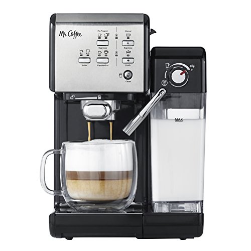 Mr Coffee Espresso and Cappuccino Machine Programmable Coffee Maker with Automatic Milk Frother and 19Bar Pump Stainless Steel