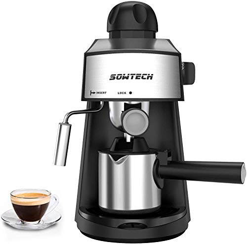 SOWTECH Steam Espresso Machine Espresso Maker Cappuccino Latte Machine with Steam Milk Frother and Mug 35 Bar 4 Cup