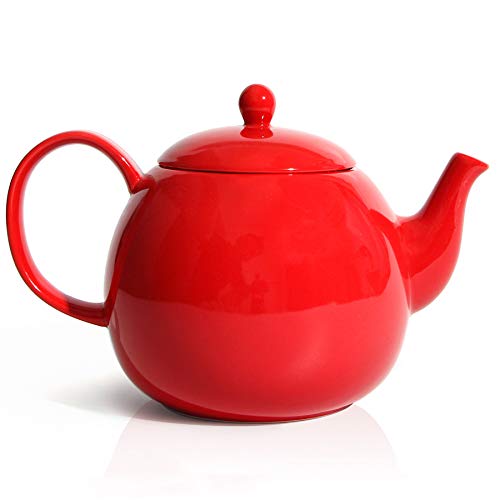 Sweese 220104 Porcelain Teapot 40 Ounce Tea Pot  Large Enough for 5 Cups Red