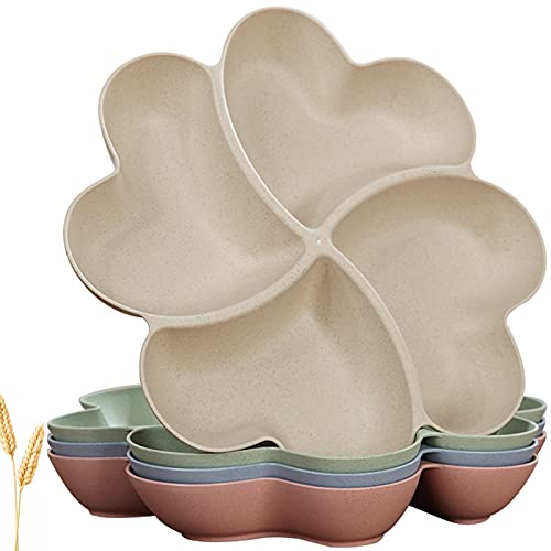 ZOOFOX Set of 4 Appetizer Serving Platter Unbreakable Chip  Dip Serving Divided Plates 4Compartment Heartshaped Serving Dish Tray for Nuts Candy Dried Fruit Salads Snack