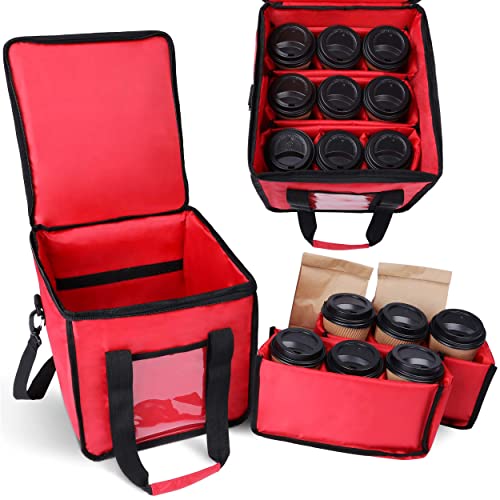 2TUFF Insulated Drink Carrier for Delivery  Reusable Drink Caddy with Handle and Shoulder Strap for Food Delivery and Takeout Portable Cup Carrier Bag  Coffee Caddy Keeps Up To 9 Hot or Cold Drinks