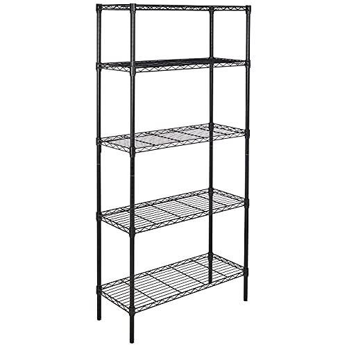 Amazon Basics 5Shelf Adjustable Heavy Duty Storage Shelving Unit (350 lbs loading capacity per shelf) Steel Organizer Wire Rack Black (36L x 14W x 72H)