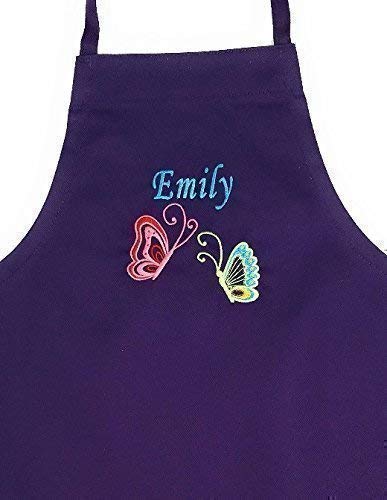 Personalized Kids Apron Embroidered With Name and Butterfly Design