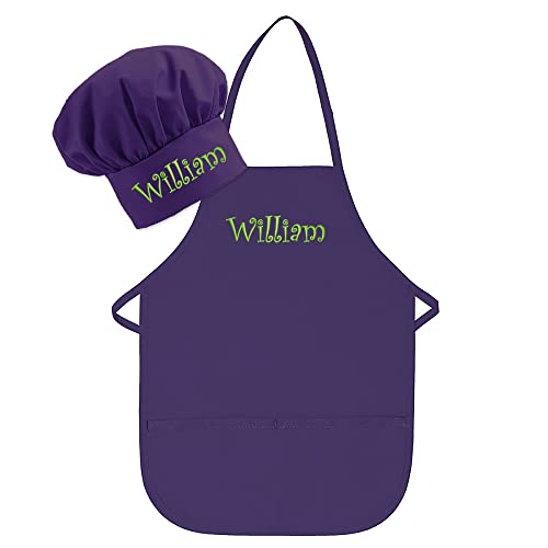 THE APRONPLACE Personalized Embroidered Made In The USA Add A Name Child Apron and Hat Set  Toddlers  Kids Sizes