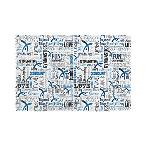 RedNappe Gymnastics Blue Print Placemats for Dining Table Set of 6 Waterproof Wipeable Dining Place Mats for Indoor  Outdoor Easy to Clean(12 x 18 in)