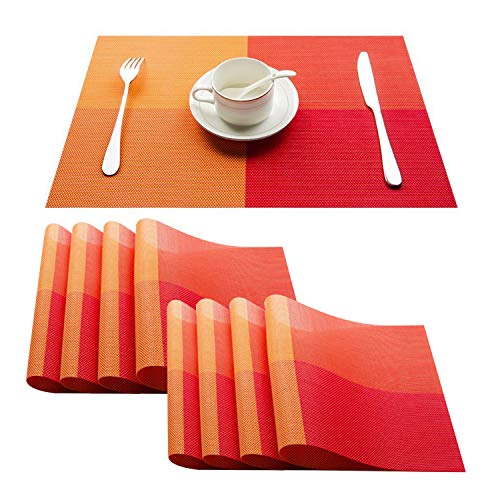 Top Finel Fall PlacematsPlastic Table Mats Set of 8Heat Resistant Washable Place Mats for Dinner TableOrange