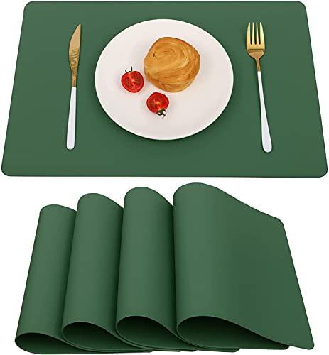 Vinjiasin Placemats Set of 4 Green Placemats for Dining Table Waterproof Wipeable Leather Placemats Heat Resistant Non Slip Rectangle Place mats Easy to Clean Indoor Outdoor Halloween Decorations