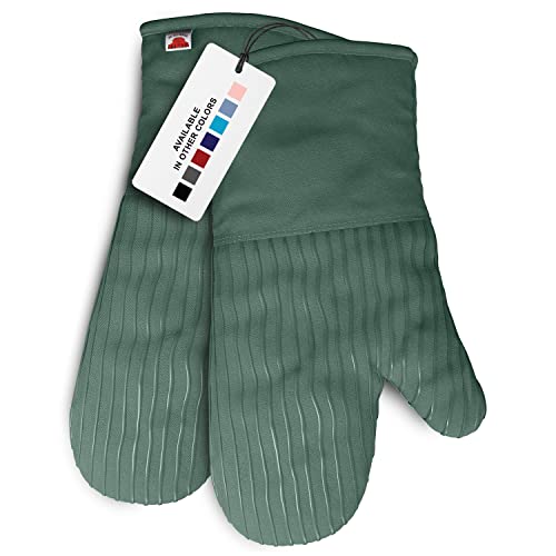 Big Red House HeatResistant Oven Mitts  Set of 2 Silicone Kitchen Oven Mitt Gloves Green