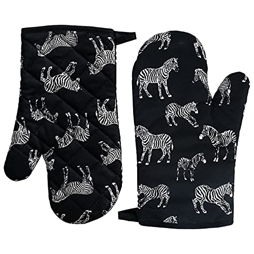 Oven Mitts Cotton Cute Kitchen Mits Heat Resistant for Cooking Baking Zebra Print