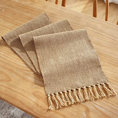 Anoifada Table Runner 72 Inches Woven Jute Burlap Farmhouse Boho Runner for Tables Party Holiday Dinner