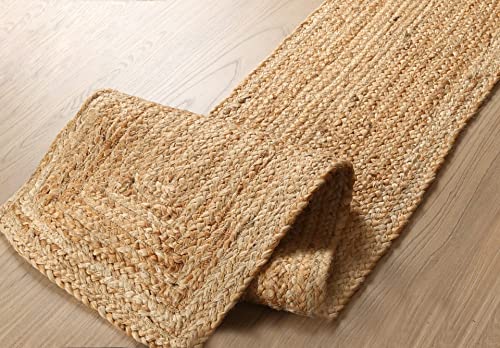 Light  Pro Reversible Jute Braided Table Runner Farmhouse Jute Burlap Table Runner Natural Jute Braided Table Runner Organic EcoFriendly Rustic Vintage Dining Table Runner 13x72 Inch  Natural