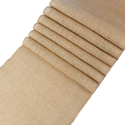 MDS Pack of 10 PCS Wedding 12 x 108 inch Burlap Table Runner Natural Jute Country Vintage for Wedding Banquet Decoration  Natural Jute Burlap