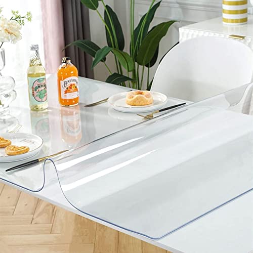 OstepDecor 48 x 24 Inch Clear Table Protector 15mm Thick Clear Table Cover Protector Desk Protector Clear Plastic Tablecloth Protector Plastic Table Cover for Coffee Table Writing Desk