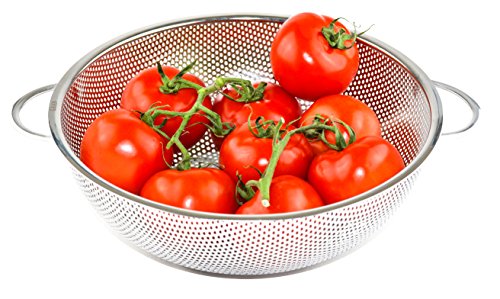 Stainless Steel MicroPerforated Colander Kitchen Strainer Sieve with Handle  Large 5 Quart Bowl  Pasta Rice Fruit  Vegetable Drainer