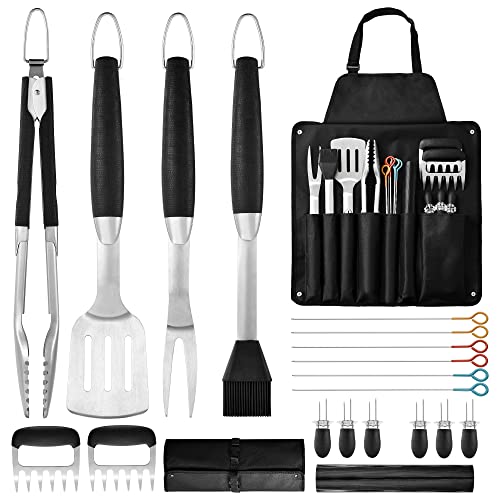 GRILAZ 21pcs Heavy Duty BBQ Grill Accessories Grill Utensils Set Stainless Steel BBQ Tools Set for Men  Women Grilling Accessories with Storage Case Bag Gift Kit for Camping Backyard Barbecue