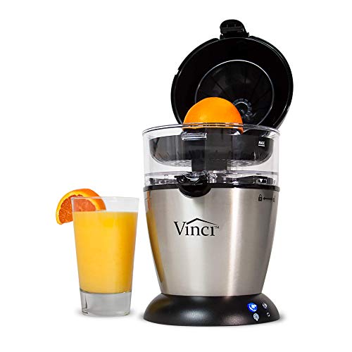 Vinci HandsFree Electric Citrus Juicer 1Button Easy Press Lemon Lime Orange Grapefruit Juice Squeezer Easy to Clean Juicer Machine BlackStainless Steel