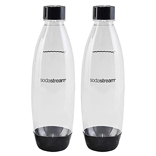 SodaStream 1L Twin Pack Dishwasher Safe Slim Bottle (Black)