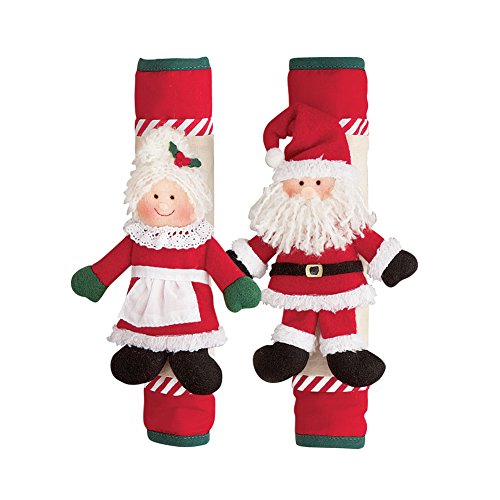 Collections Etc Mr and Mrs Claus Appliance Handle Covers  Set of 2
