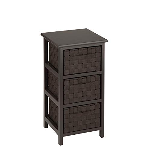 HoneyCanDo Small Storage Cabinet with Wood Frame  Woven Fabric Drawers Espresso OFC09218 Brown