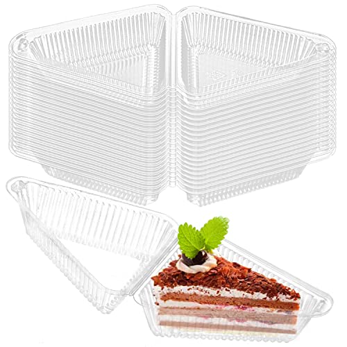 100 Pieces Cake Slice Plastic Containers with Lids 5 Inches Hinged Lid Cheese cake Container for Home Bakery and Cafe
