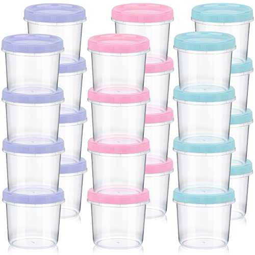 24Pack 10oz300ml Small Containers with Lids Twist Top Deli Containers with Screw Lids Plastic Freezer Storage Container Jars Stackable Reusable Great for Meal Prep Food Storage