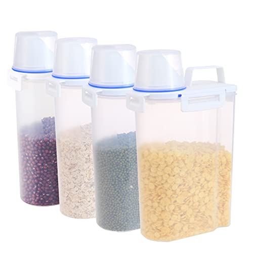 4Pack Food Storage Containers with Lids Airtight and Measuring Cup for FlourSugarGrainRice  Baking SupplyAirtight Kitchen  Pantry Bulk Food Storage for Kitchen OrganizationClear 25L