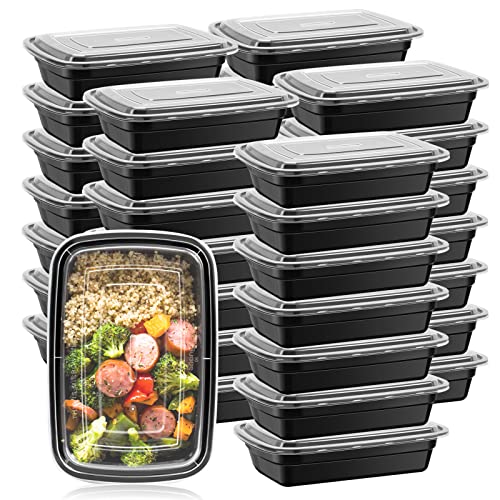 Aivoch 50 Pack 32 oz Meal Prep Container Food Storage Containers with Lids Disposable Bento Box Reusable Plastic Lunch Box Kitchen Food TakeOut Box Microwave Dishwasher Freezer Safe