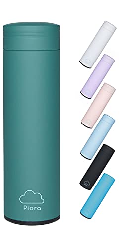 PIORA Insulated Reusable Water Bottle Stainless Steel Vacuum Double Wall Insulated Thermos Flask Coffee Thermos Tea Infuser Bottle Travel Tumbler BPAFree (Green)