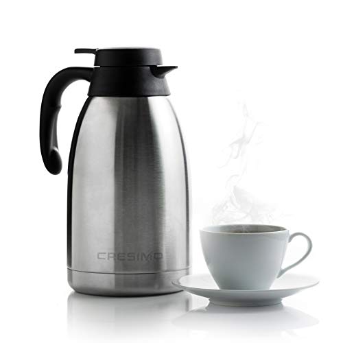 68 Oz Thermal Coffee Carafe  Insulated Stainless Steel Double Walled Vacuum Flask  Thermos  Coffee Carafes For Keeping Hot Coffee  Tea For 12 Hours  Cresimo Coffee Dispenser