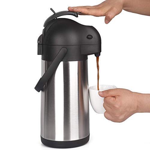 74 Oz Airpot Thermal Coffee Carafe  Insulated Stainless Steel Coffee Dispenser with Pump  Thermal Beverage Dispenser  Thermos Coffee Carafe for Keeping Hot Coffee  Tea Hot For 12 Hours  Cresimo