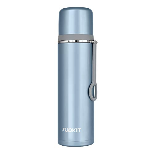 SUPKIT Stainless Steel Coffee Thermos  Thermos for Hot Drinks 16 oz Vaccum Cup Thermo Water Bottle with Leakproof Lid  Double Wall Insulated Thermos Cup Keeps Hot for 12H  Cold for 8H(Blue)