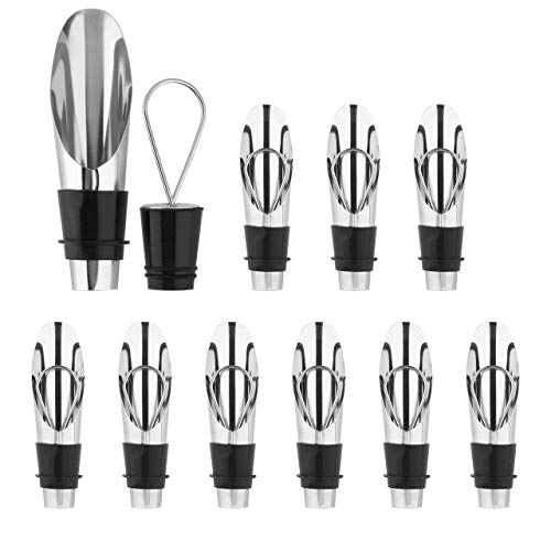 CM Pack of 10 Wine Pourer and Stopper Set Wine Pourer Spouts Stainless Steel Stopping Pour Spout for Wine Beverage Beer Liquid Dispenser