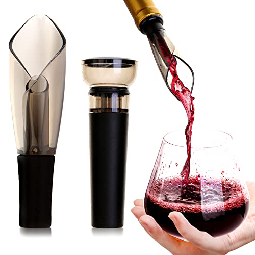 Wine Aerator Pourer Spout with Vacuum Wine Stopper Red Wine Air Aerator  Wine Saver Pump Set  Pour Aerate Enjoy and Preserve Your Red Wine Wine Accessories Gift for Wine Lovers