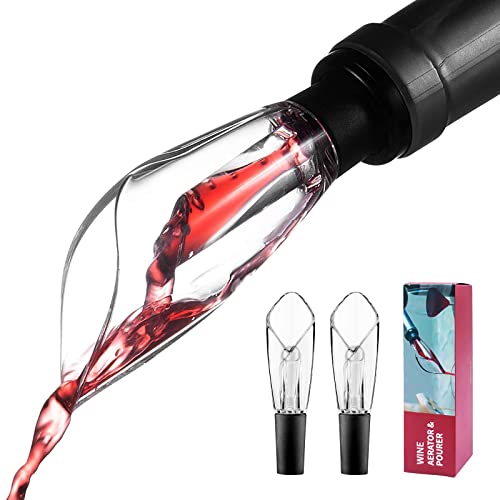 YMQHBS Wine Aerator Pourer Breather Premium Dreather Pour Spout 2 Pack Reflux Airarator Bottle Spout Plastic Wine Diffuser Modern Pour and Decanter 2 in 1 (wine Reflux Purifier Pourer)