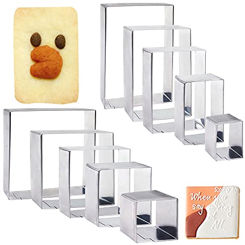 10PCS Rectangle Cookie Cutter Square Cookie Mold Stainless Steel Rectangle Biscuit Molds Square Pastry Molds Fondant Cake Cookie Cutter Set 1 Inch Depth