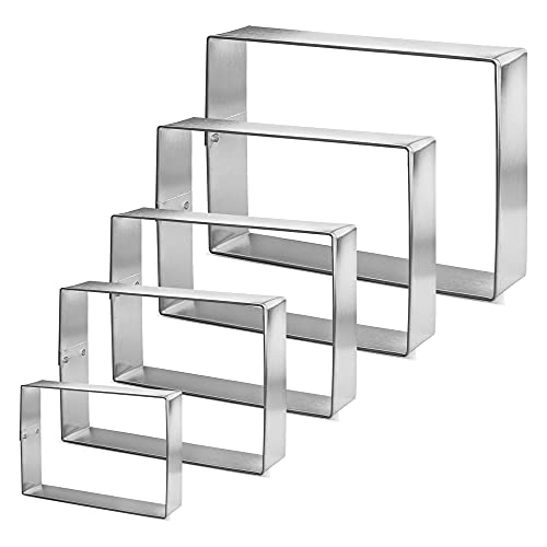 5 PCS Rectangle Cookie Cutter Set Stainless Steel Rectangular Fondant Biscuit Molds