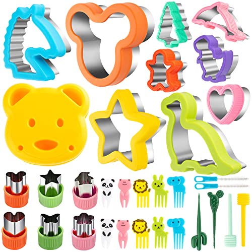 Sandwich Cutter for Kids 32 Pcs Biscuit cutter Uncrustables Sandwich Maker DIY Sandwich Mold Cutters food picks for Kids Boys Girls Lunch Lunchbox Bento Box