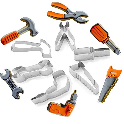Mini Construction Cookie Cutter Set Tool Cookie Cutter Set Hammer Cookie Cutter Wrench Cookie Cutter Stainless Steel Set With Drill Hammer Wrench Pliers Hand Saw Screwdriver 6 Pcs
