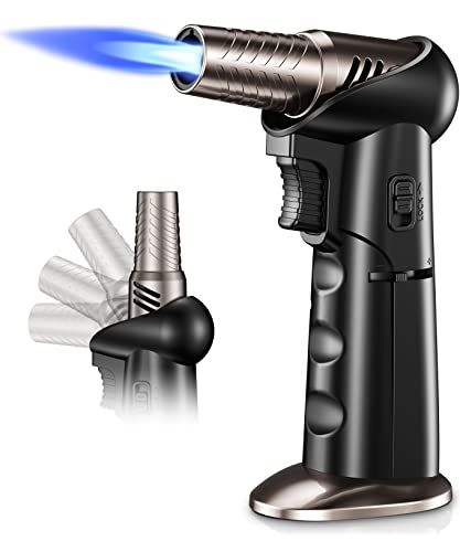 Domxty Torch Lighter Butane Refillable Kitchen butane torch with Adjustable Torch Nozzle  Flame Cooking Blow Torch with Safety Lock for Grill Creme Brulee Camping BBQ  Butane Gas Not Included