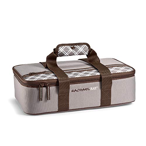 Rachael Ray Lasagna Lugger Reusable Insulated Casserole Carrier Keeps Food Hot or Cold for Hours Perfect for Lasagna Pan Casserole Dish Baking Dish  More Sea Salt Grey