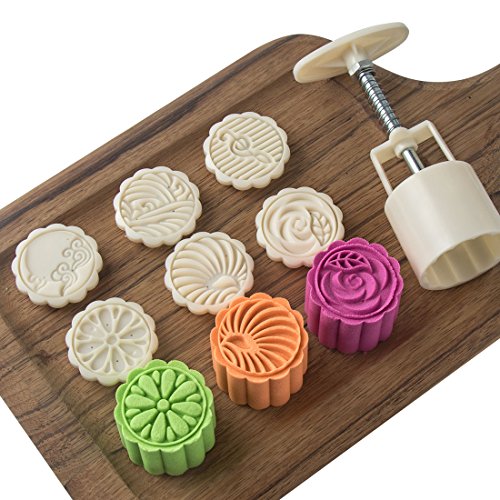 Cookie Stamp Moon Cake Mold Chinese Mid Autumn Festival Cake Press Polvoron Cutter with 50g 6 Stamps DIY Decoration