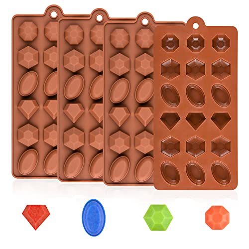 Fimary Mini Candy Molds 4 Pack Small Silicone Chocolate Candy Bar Molds Shapes for Jello Keto Fat Bombs Peanut Butter Cup and Hard Candy Cake Decoration