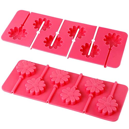 Webake Silicone Lollipop Mold With Sticks 2 Pack Hard Candy Lollipop Sucker Mold Chocolate Molds Flower Shaped (European Food Grade Silicone Easy Release)
