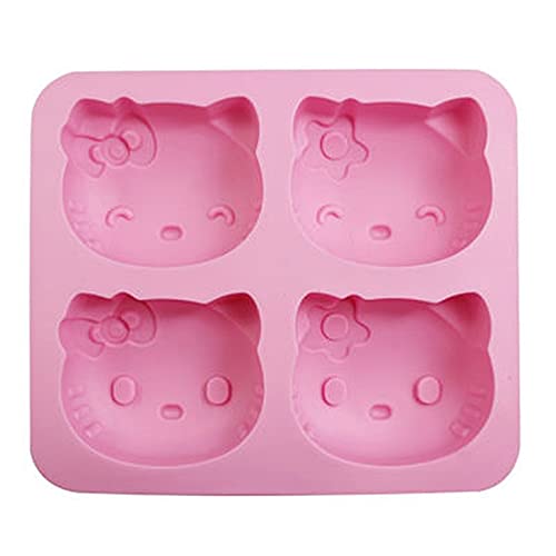 INKU 4 Cups Hello Kitty Silicone Fondant Cake MoldIce moldChocolate tray Birthday Cake Decoration 4 Inch silicone Cake mold soap cake chocolate decorations