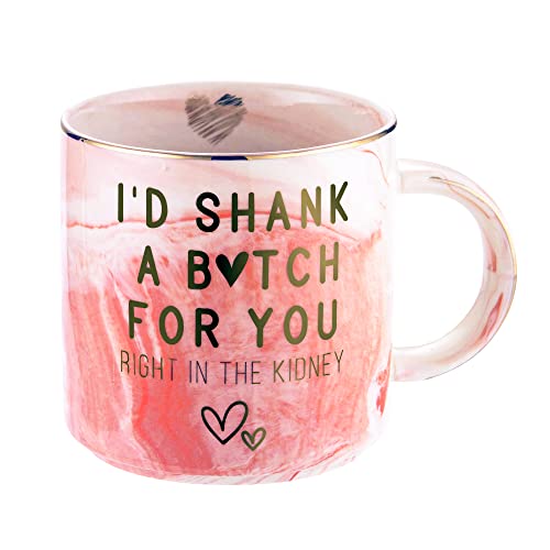 Best Friend Birthday Gifts for Women  Funny Friendship Gift for Bestfriend Besties BFF Sister Boss Woman Big Sis Sorority  Id Shank A Girl For You  Cute Pink Marble Mug 115oz Coffee Cup